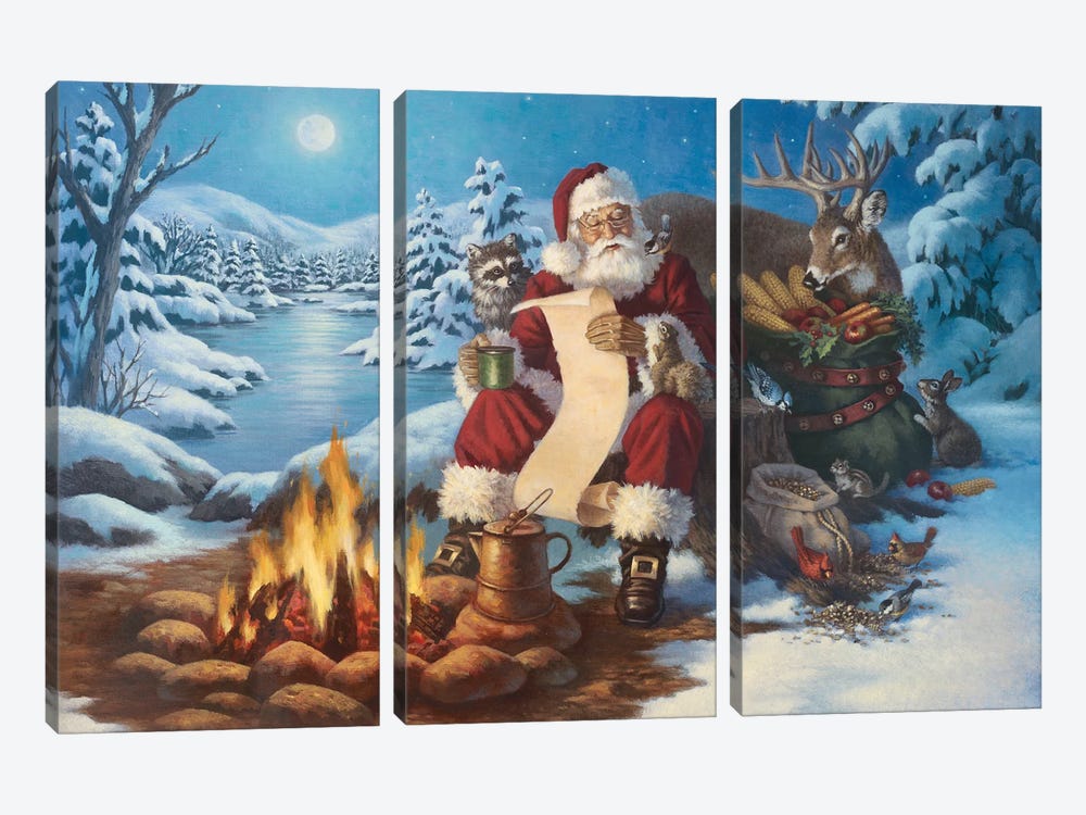 Santas List by Corbert Gauthier 3-piece Canvas Print