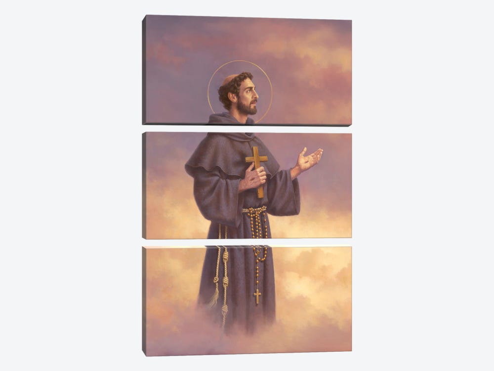 St Francis of Assisi by Corbert Gauthier 3-piece Canvas Art