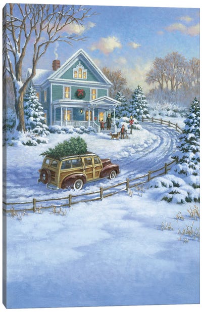 Woody Wagon Canvas Art Print - Christmas Scenes