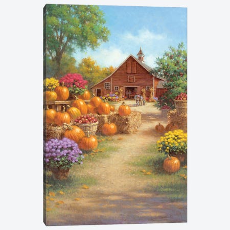 Barn Pumpkins Canvas Print #CGT8} by Corbert Gauthier Art Print