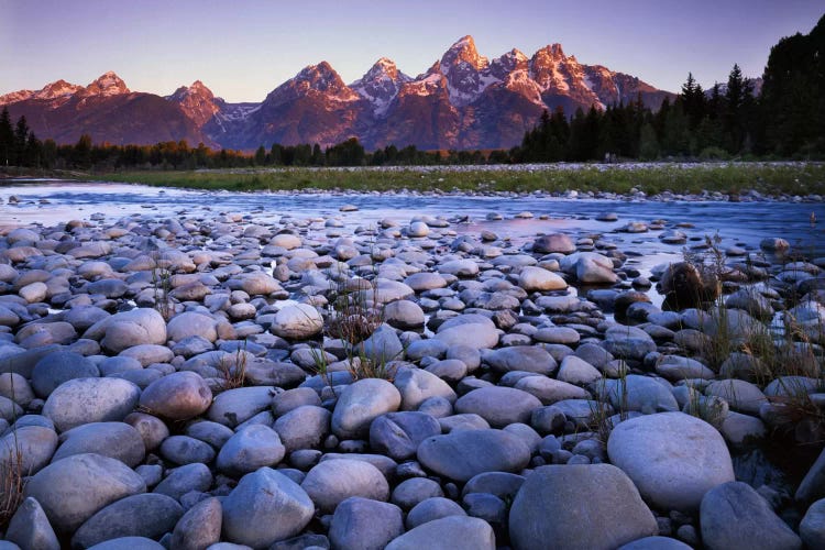 Teton Range As Seen From The Bank Of The Snake River, Grand Teton National Park, Wyoming, USA