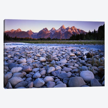 Teton Range As Seen From The Bank Of The Snake River, Grand Teton National Park, Wyoming, USA Canvas Print #CGU10} by Charles Gurche Canvas Art