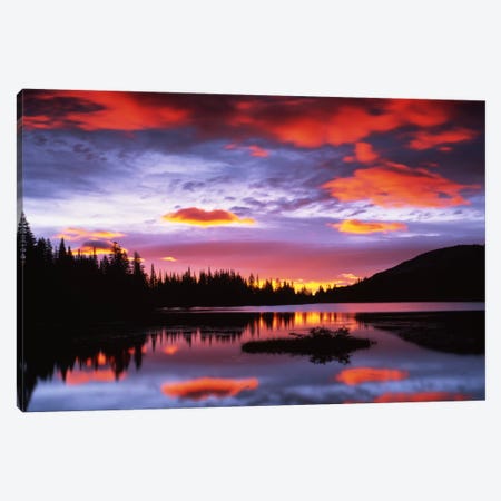 Cloudy Sunset I, Reflection Lake, Mount Rainier National Park, Washington, USA Canvas Print #CGU7} by Charles Gurche Canvas Art Print