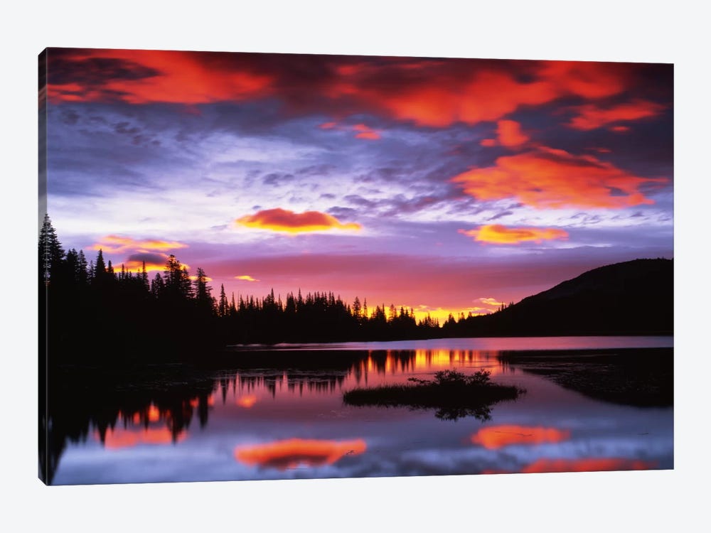 Cloudy Sunset I, Reflection Lake, Mount Rainier National Park, Washington, USA by Charles Gurche 1-piece Canvas Artwork