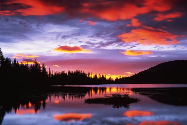 Lake Sunrises & Sunsets: Cloudy Sunset I, Reflection Lake, Mount Rainier National Park, Washington, USA by Charles Gurche