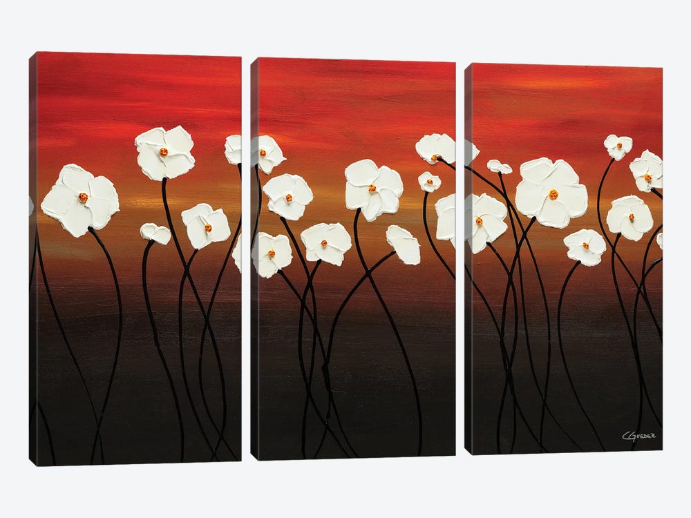 White Dreams by Carmen Guedez 3-piece Canvas Wall Art