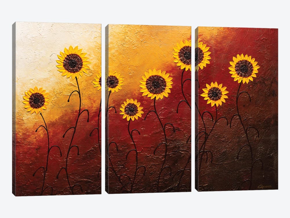 Sunflower Garden by Carmen Guedez 3-piece Canvas Wall Art