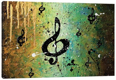 Cosmic Jam Canvas Art Print - Musical Notes Art