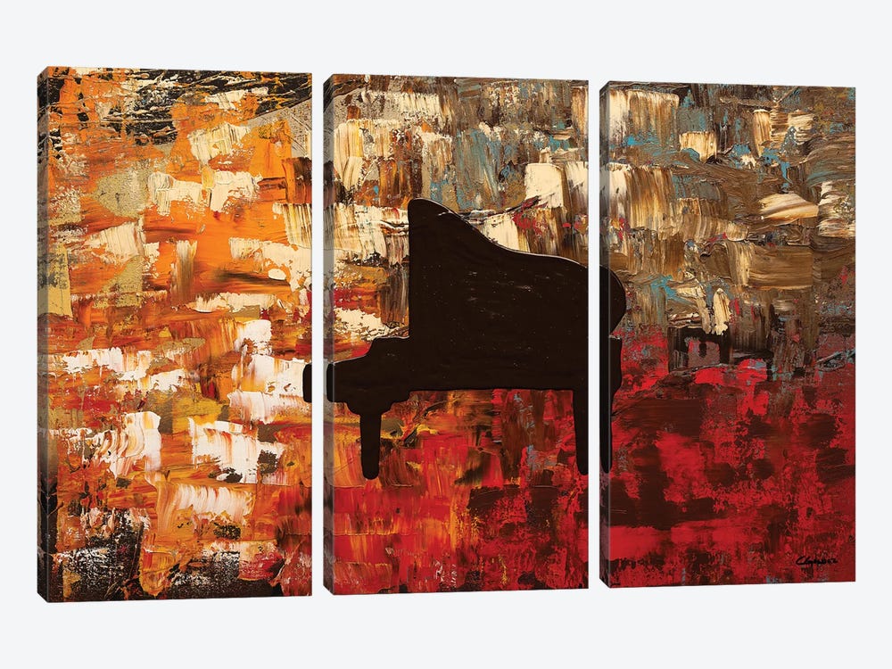 Grand Piano by Carmen Guedez 3-piece Canvas Wall Art