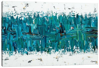 All In Canvas Art Print - Teal Abstract Art