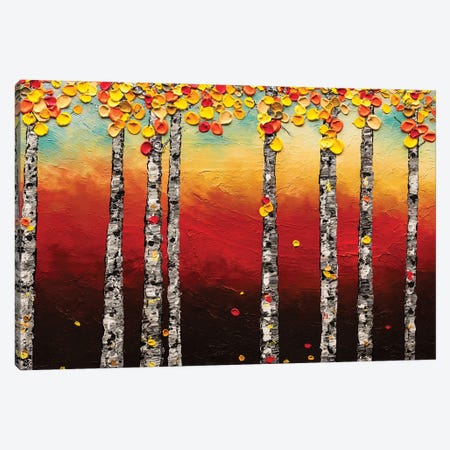 Autumn Birch Trees Canvas Print #CGZ43} by Carmen Guedez Canvas Art