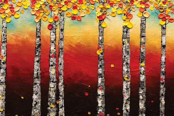 Carmen Guedez: Autumn Birch Trees by Carmen Guedez