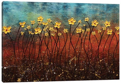 Golden Flowers Canvas Art Print - Carmen Guedez