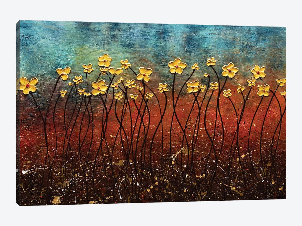 Golden Flowers by Carmen Guedez 1-piece Canvas Wall Art