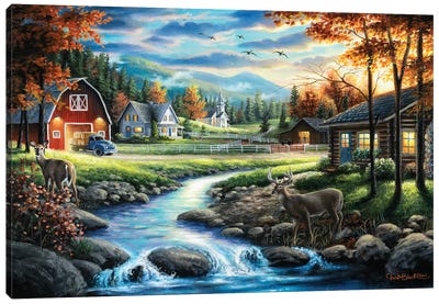 Country Living Canvas Art Print - Barns