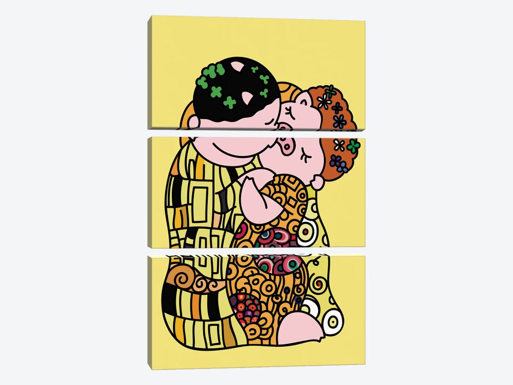 The Pig Kiss by CHAN-CHAN 3-piece Canvas Wall Art