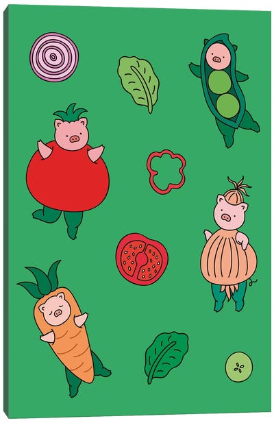 Veggies Canvas Art Print - Pig Art