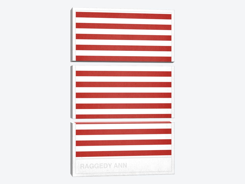 Red Striped Sock by 5by5collective 3-piece Canvas Artwork
