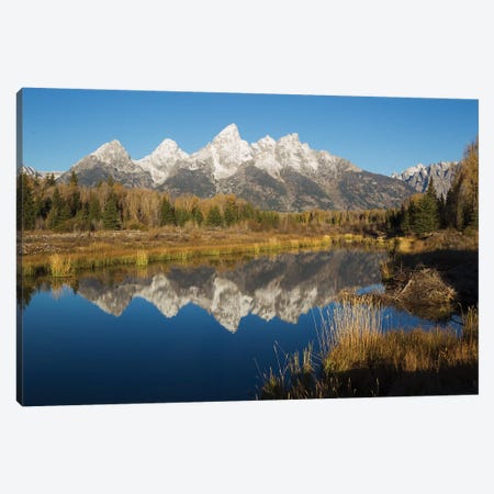Grand Tetons Reflecting in Beaver Pond Canvas Print #CHE20} by Ken Archer Canvas Art Print