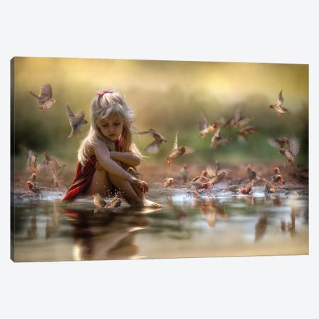 Be Free With Us Our Little Bird Canvas Print #CHG11} by Charlaine Gerber Canvas Artwork