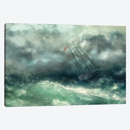 '...A Struggle In Stormy Seas...' Canvas Print #CHG15} by Charlaine Gerber Art Print