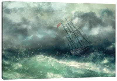 '...A Struggle In Stormy Seas...' Canvas Art Print