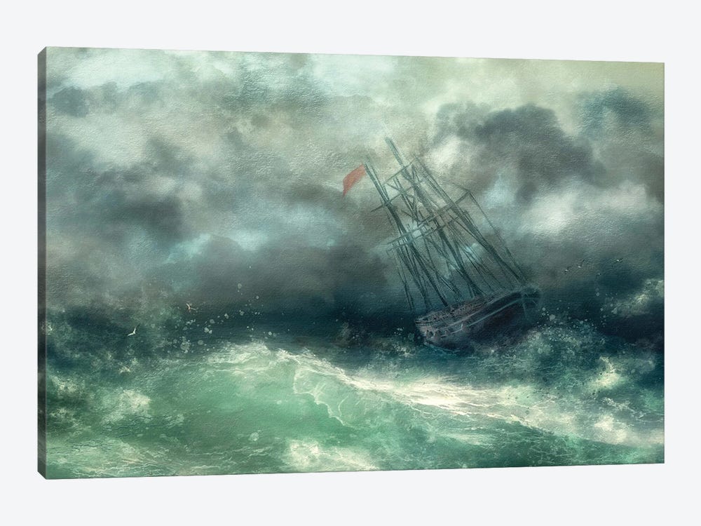 '...A Struggle In Stormy Seas...' by Charlaine Gerber 1-piece Canvas Art Print