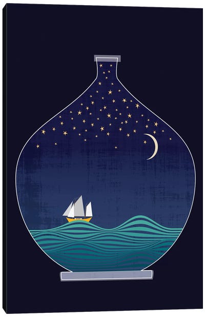Ship In A Bottle Canvas Art Print - Sailboat Art
