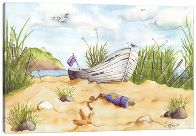 Beach Treasures Canvas Art Print - Coastal Sand Dune Art