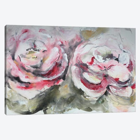 Pair of Pink Roses Landscape Canvas Print #CHP16} by Marcy Chapman Canvas Wall Art