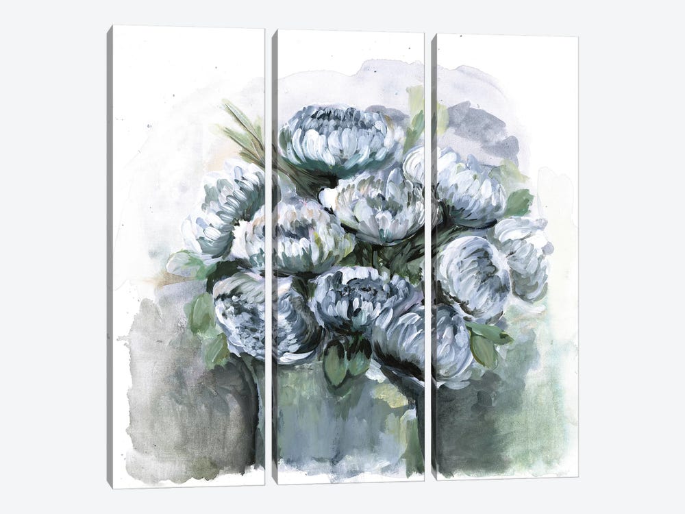 Potted Chrysanthemums by Marcy Chapman 3-piece Canvas Print