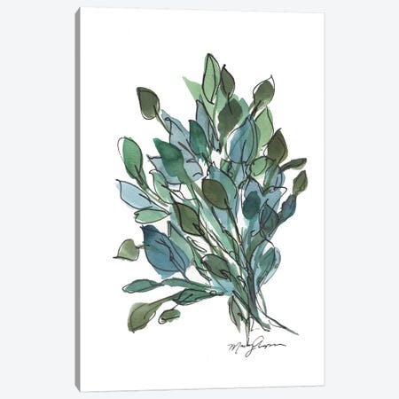 Blue Green Leaves Canvas Print #CHP1} by Marcy Chapman Canvas Wall Art