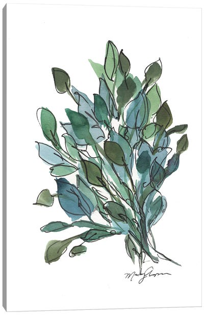 Blue Green Leaves Canvas Art Print