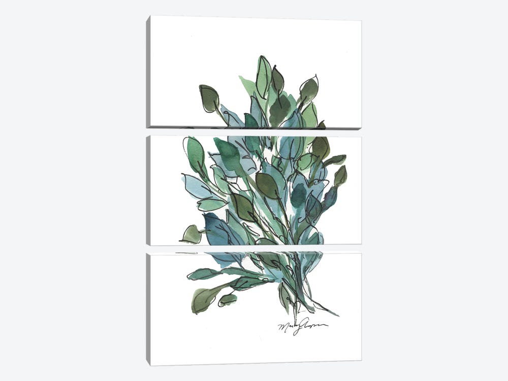 Blue Green Leaves by Marcy Chapman 3-piece Art Print