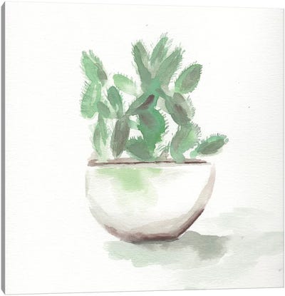 Watercolor Cactus Still Life III Canvas Art Print