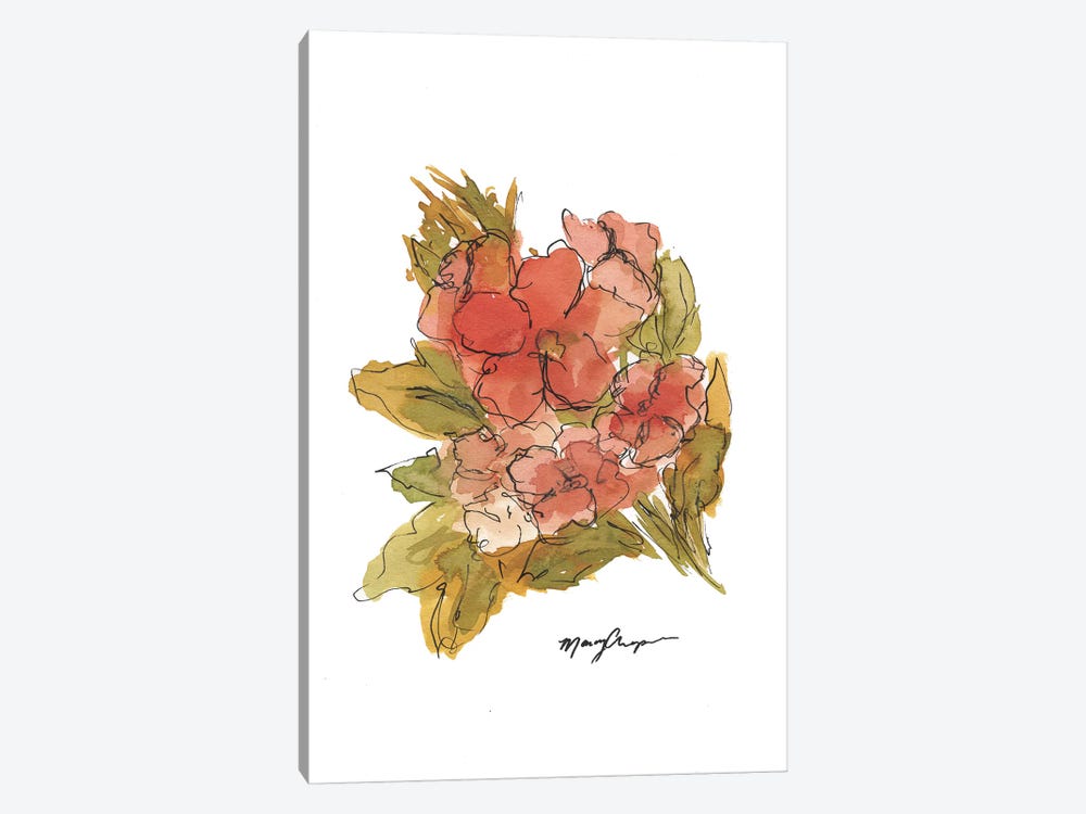 Coral Floral by Marcy Chapman 1-piece Canvas Print