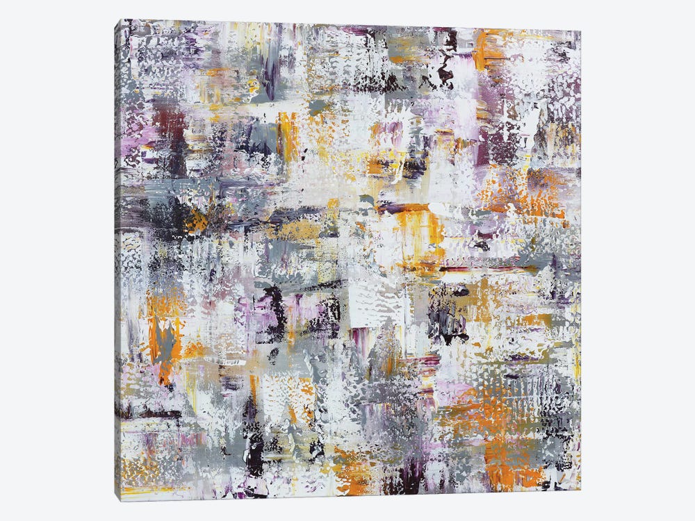 Gold Purple Grey Abstract by Marcy Chapman 1-piece Canvas Artwork