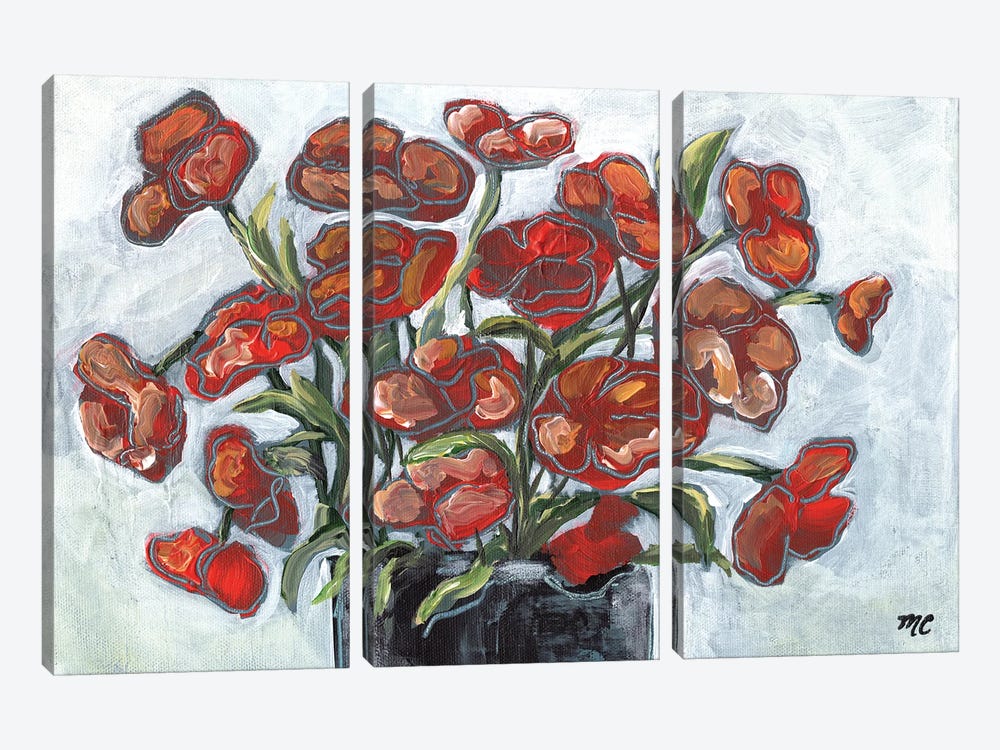 Handpicked Poppies by Marcy Chapman 3-piece Canvas Art Print