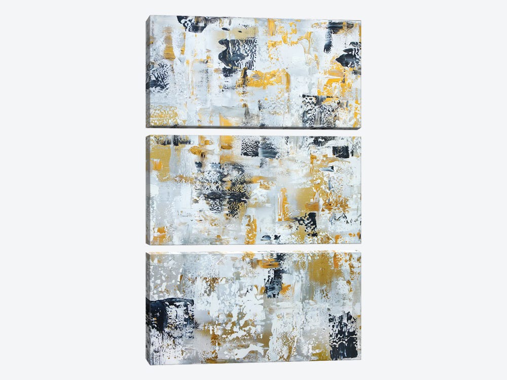 Silver Gray Gold Abstract by Marcy Chapman 3-piece Canvas Wall Art
