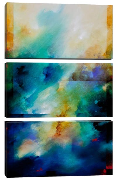 Aqua Breeze Canvas Art Print - 3-Piece Abstract Art