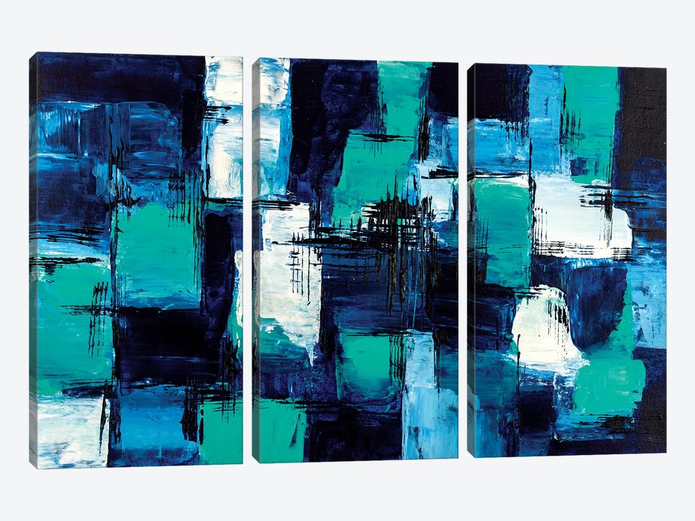 Blue & Teal by Nikki Chauhan 3-piece Canvas Art Print