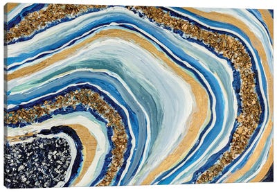 Blue Geode Canvas Art Print - Agate, Geode & Mineral Art