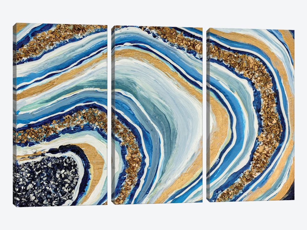 Blue Geode by Nikki Chauhan 3-piece Canvas Print