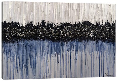 Melting Ice Canvas Art Print - Black, White & Blue Art