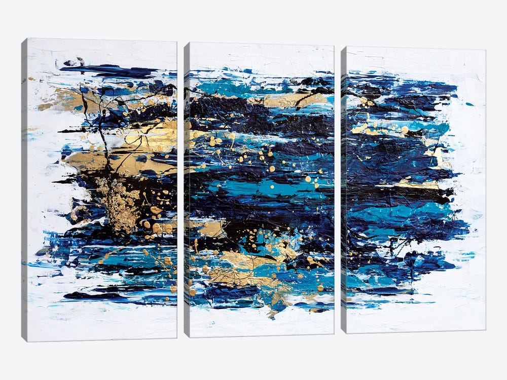 Blue Tide by Nikki Chauhan 3-piece Canvas Print