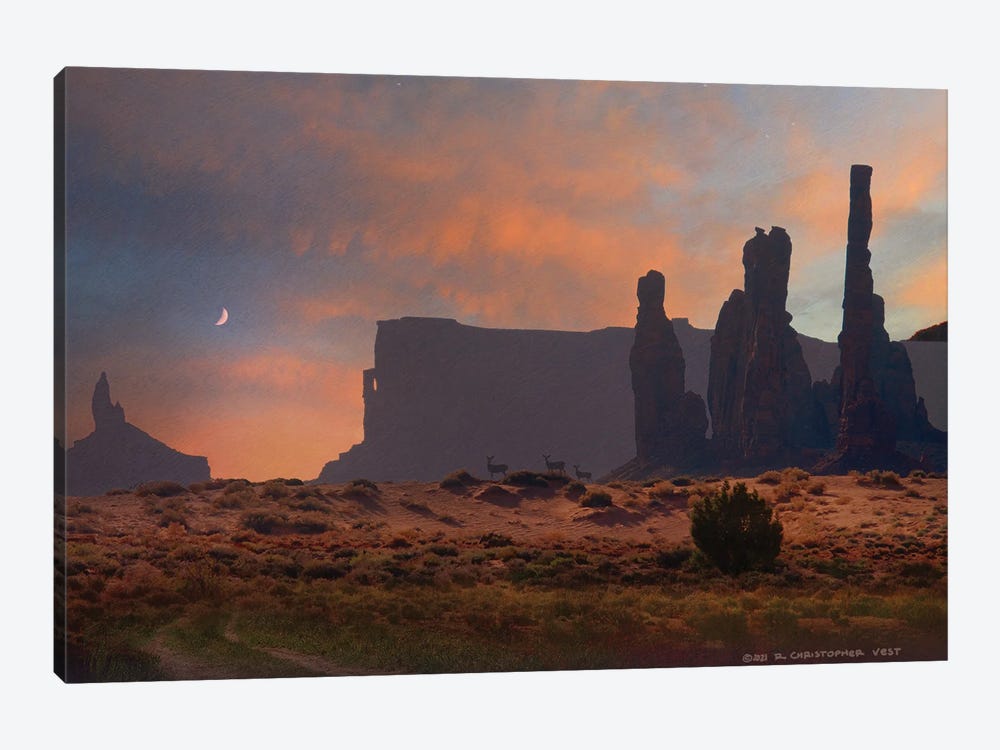 Monument Valley Scene by Christopher Vest 1-piece Art Print