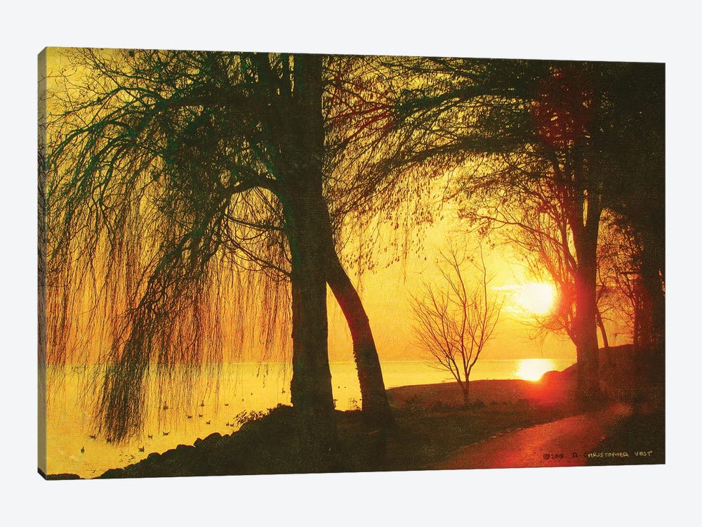 Weeping Willows, Lac Leman by Christopher Vest 1-piece Canvas Wall Art