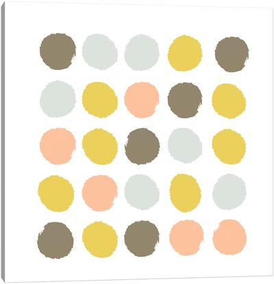 Upton Dots Canvas Art Print - Gray & Yellow Art