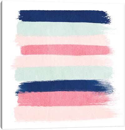 Loral Stripes Canvas Art Print - Stripe Patterns