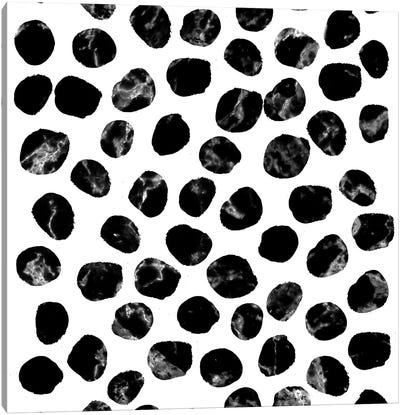 Marble Dots B&W Canvas Art Print - Black & White Patterns